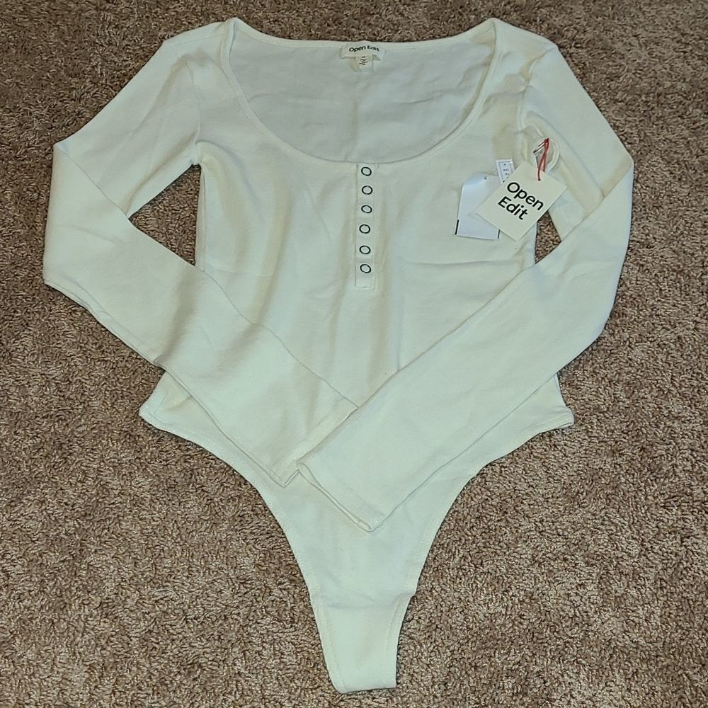 Open Edit Ivory Bone Bodysuit top